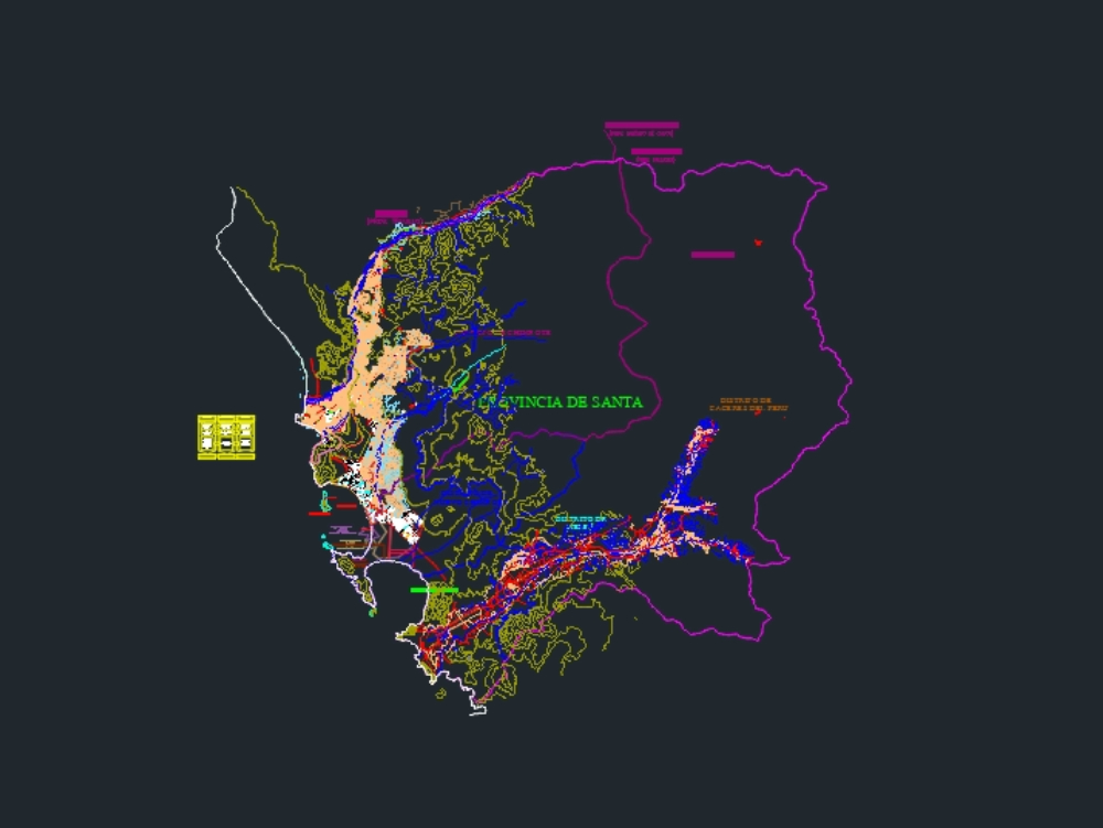 Subdivision de la province de Santa et des secteurs environnants