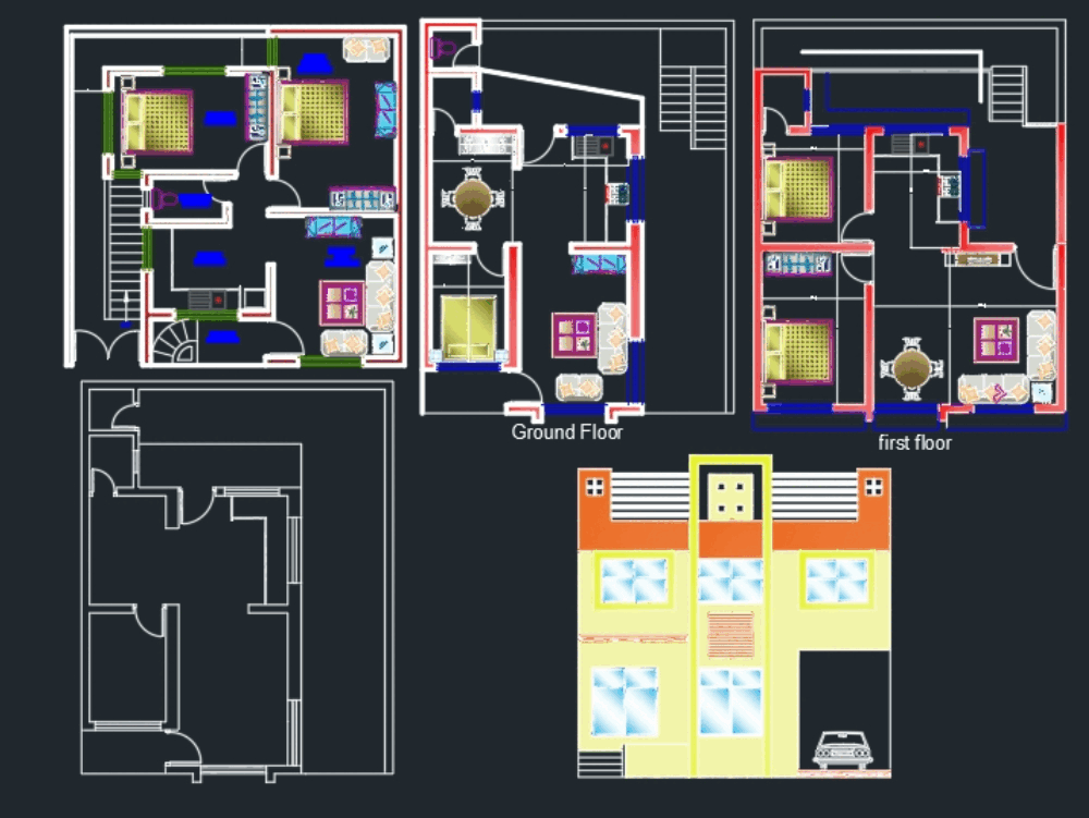 Plano de residencia senegal en AutoCAD | CAD (#117744) | Bibliocad