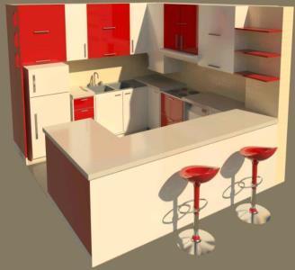 Small kitchen in 3d