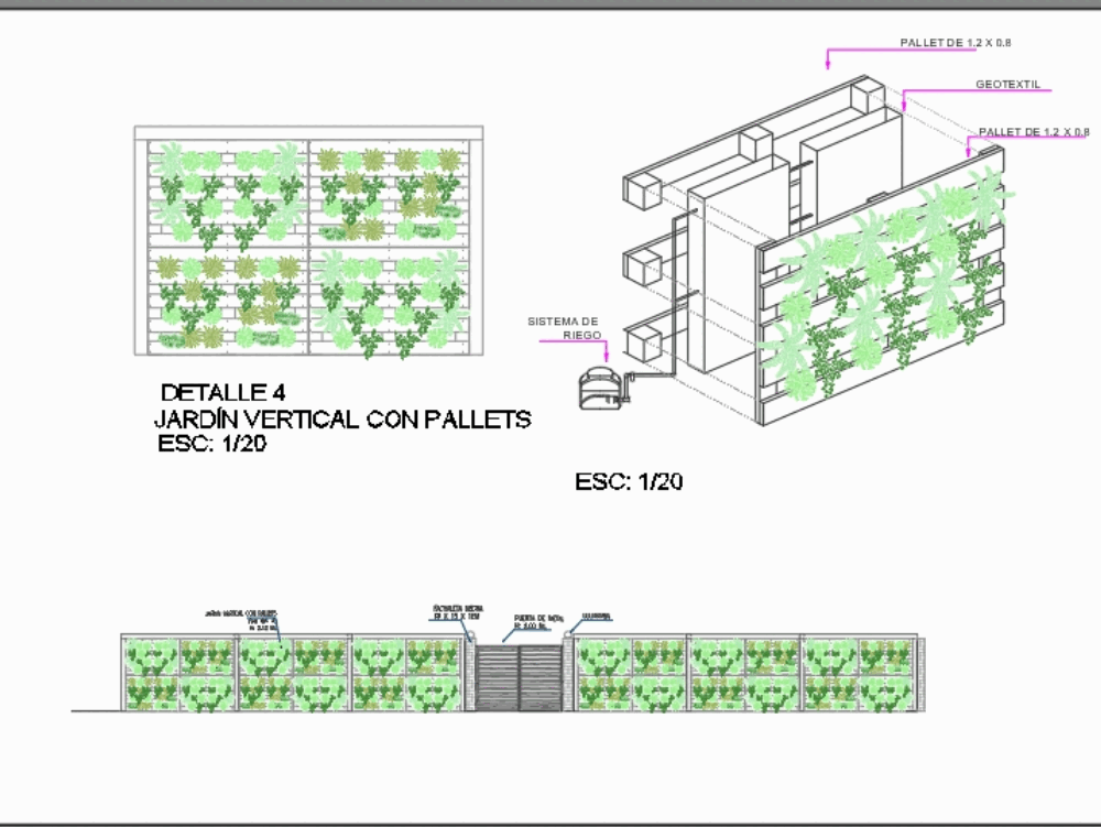 Vertical pallet garden in AutoCAD | CAD download (82.94 KB ...
