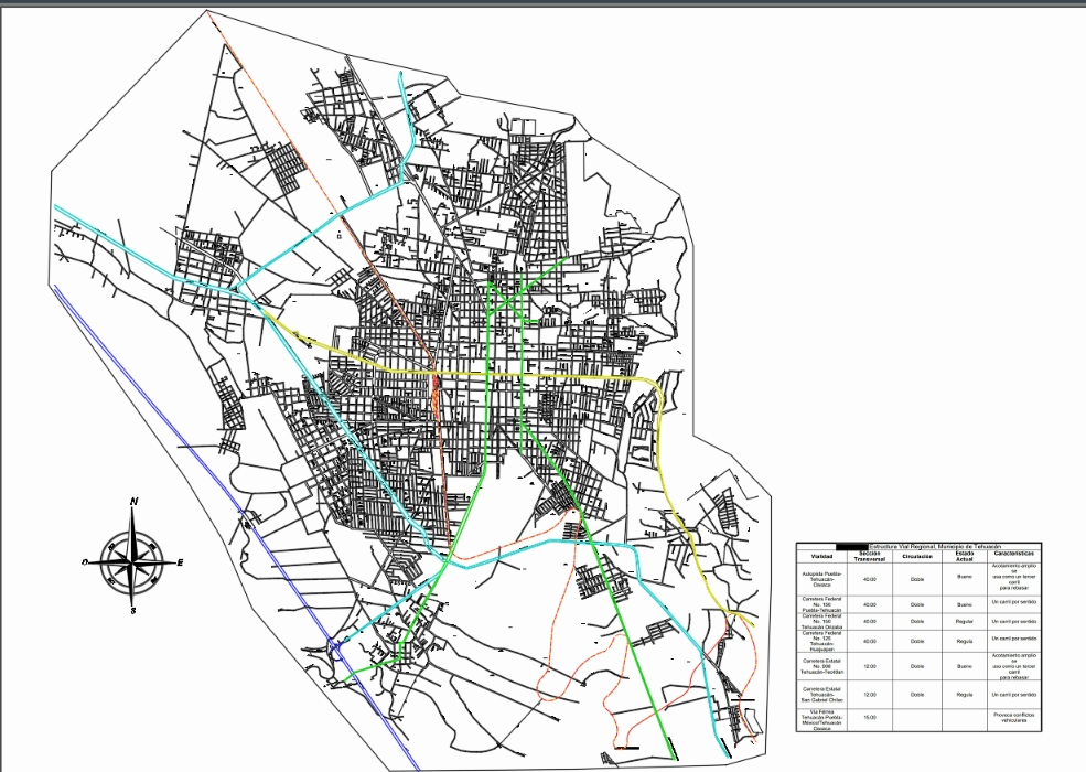 Plano urbano de Tehuacán Puebla 