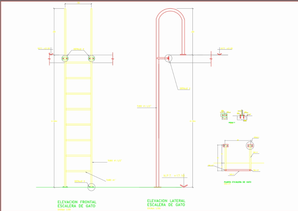 Metal and galvanized cat ladder in AutoCAD | CAD (45.7 KB) | Bibliocad