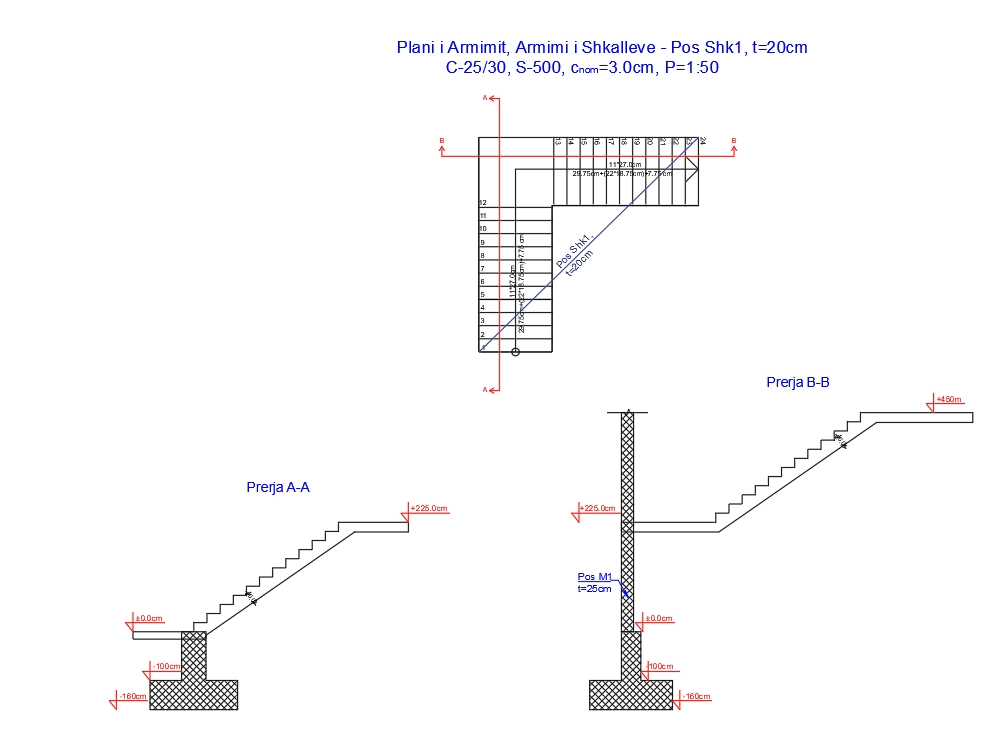 Detail plan of reinforcement of stairs.
