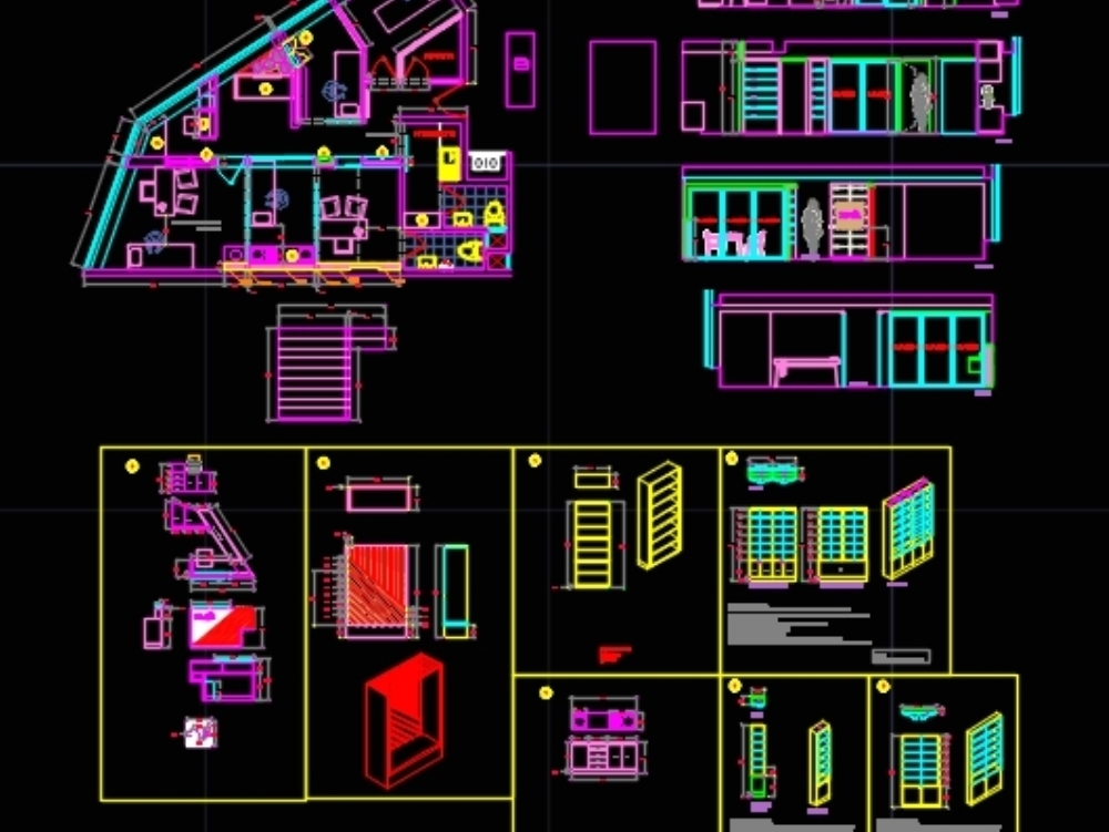 Projeto de salão de beleza., - Detalhes do Bloco DWG