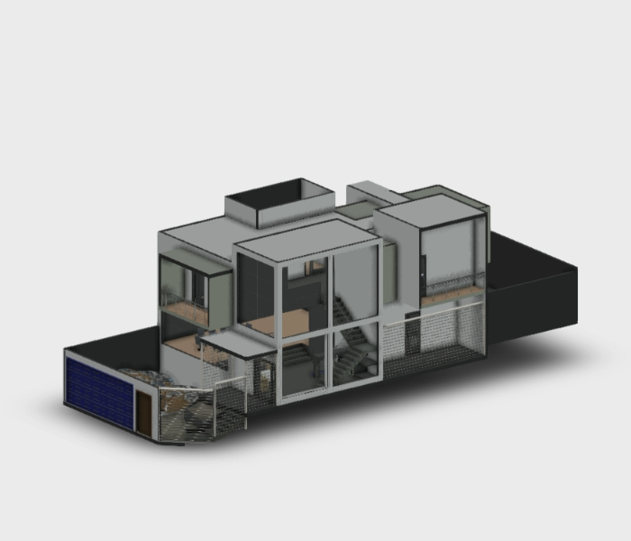 Three-story detached house in revit