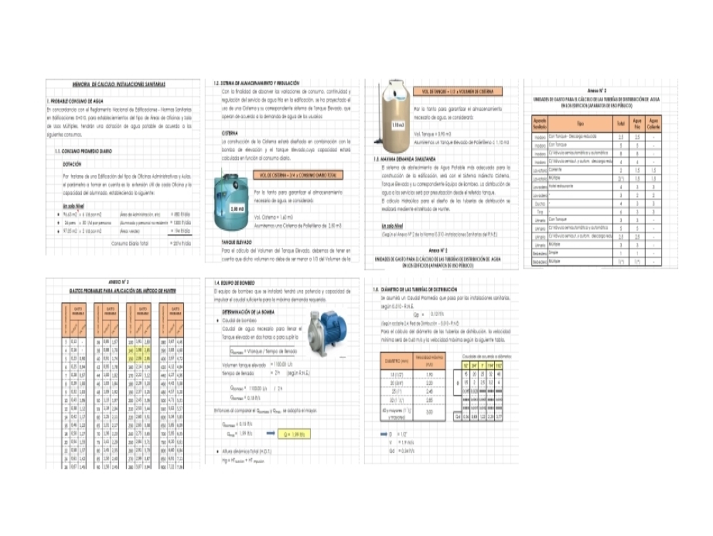 Calculation sheet for installations