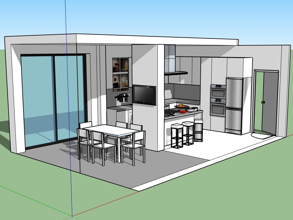 3D Küche eingerichtet; in Sketchup Pro 2018