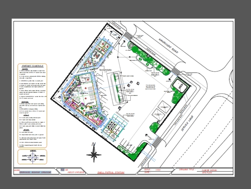 Shell petrol station layout design in PDF CAD (2.38 MB) Bibliocad