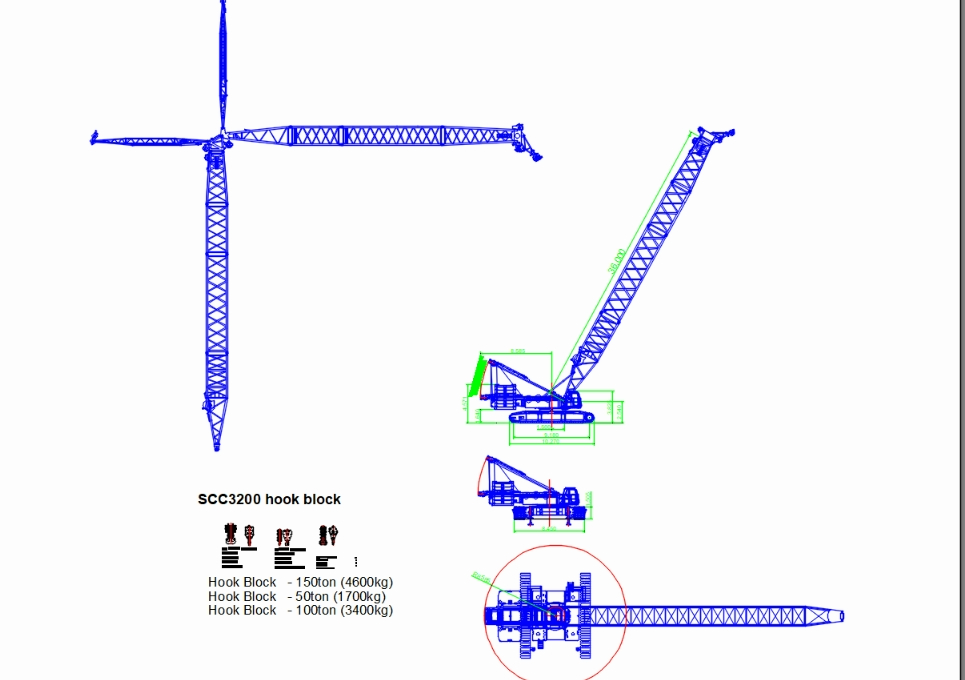 Crawler crane in 2d and 3d for use in drawings machinery