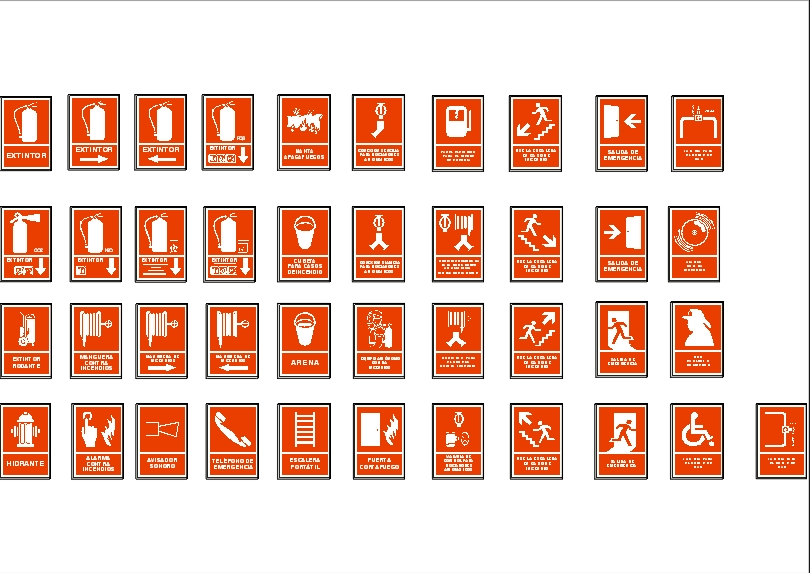 Symbols of fire extinguishers for risk map