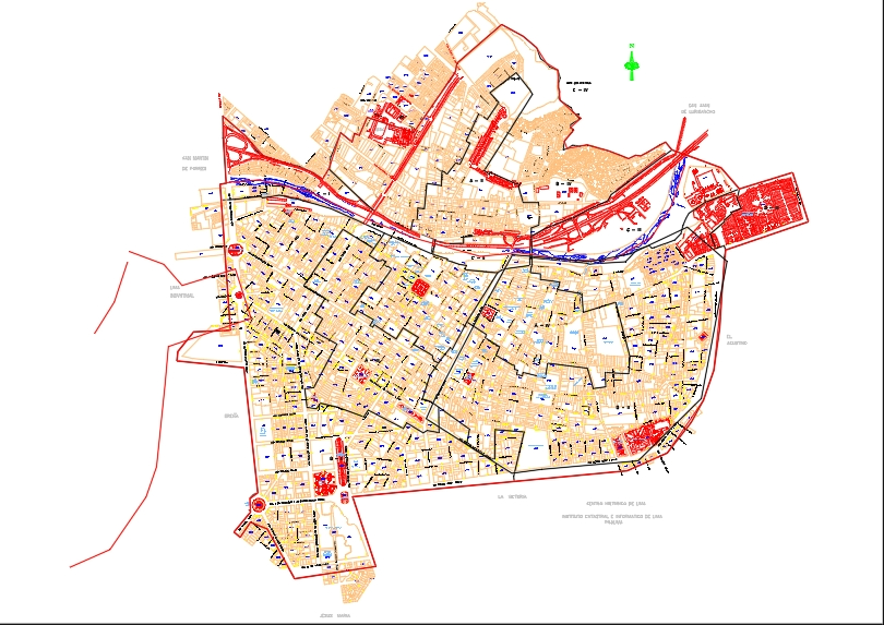 Map of the historic center of Lima; Peru