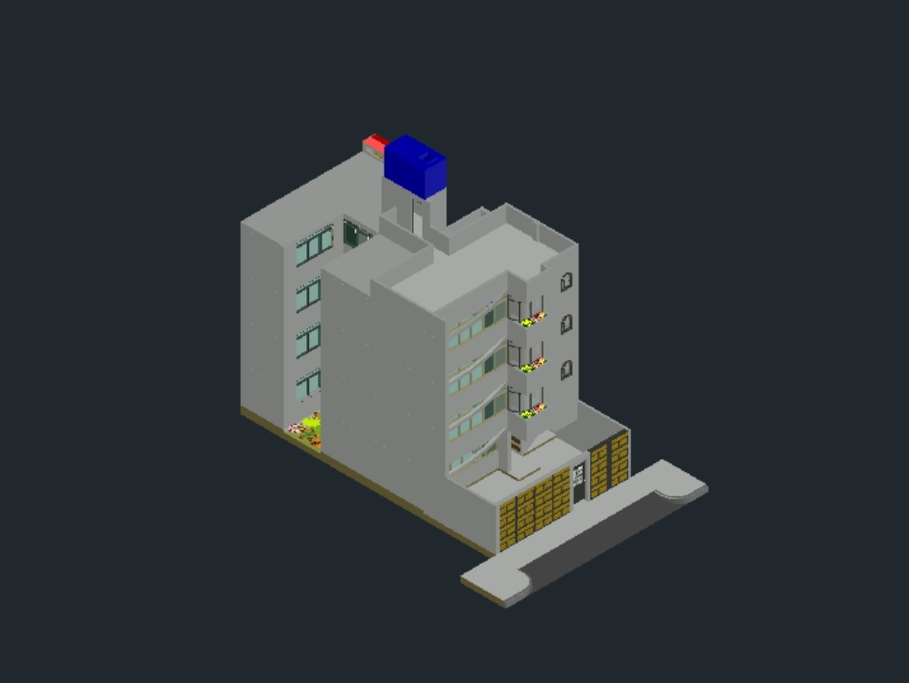 Residential building with 3 floors - 3d