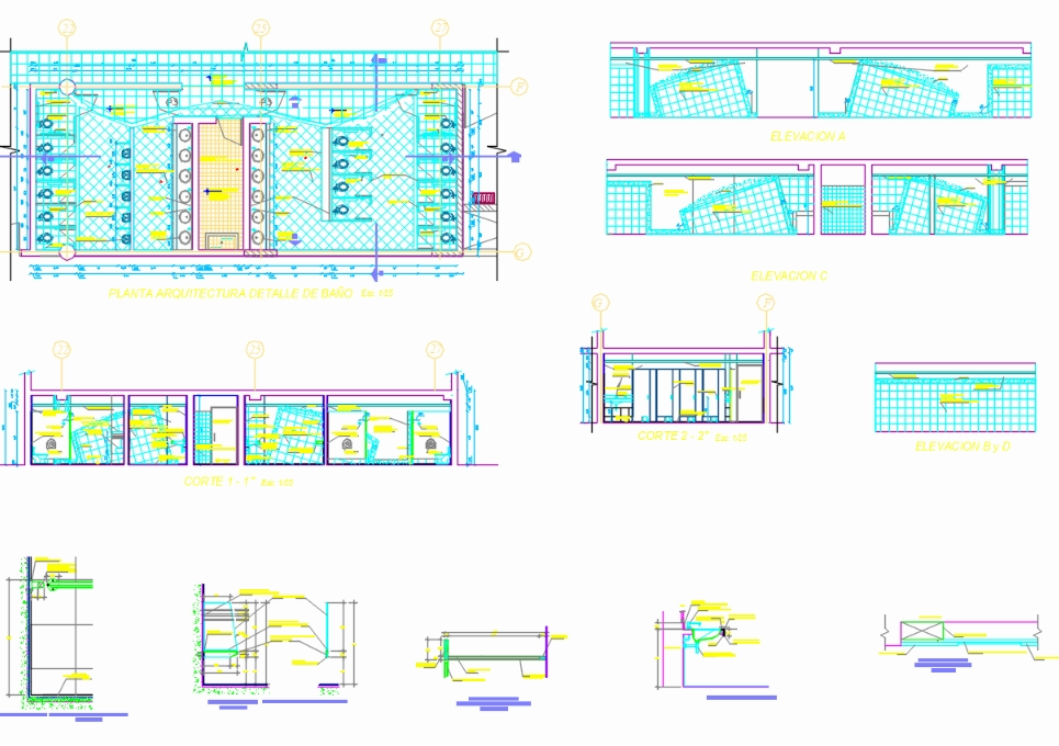 Detail plan of bathroom and kitchen.