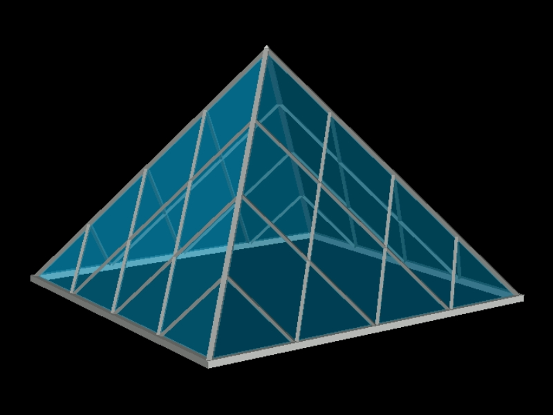 Pirámide acristalada en 3D