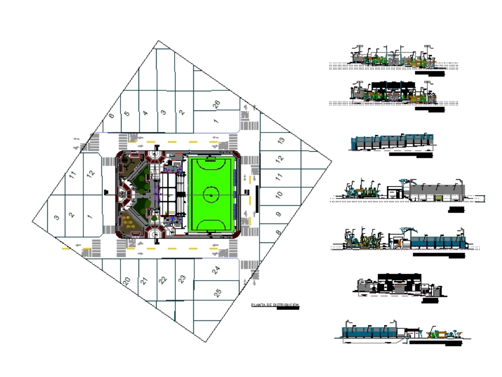 Plans of a synthetic grass sports slab