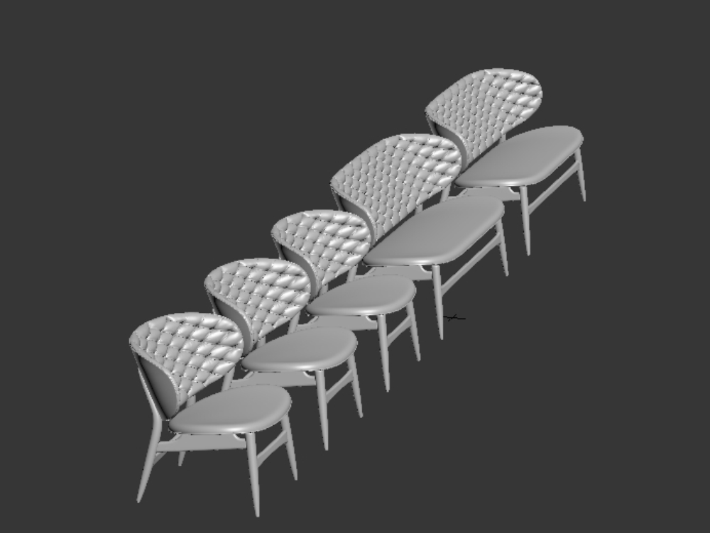 4 tipos de cadeiras 3dsmax modeling3d