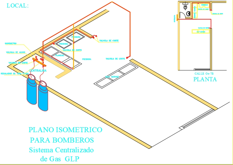 Gas switchboard isometric plan