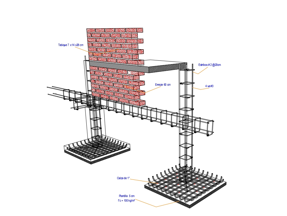 Isolated footing structure drawing