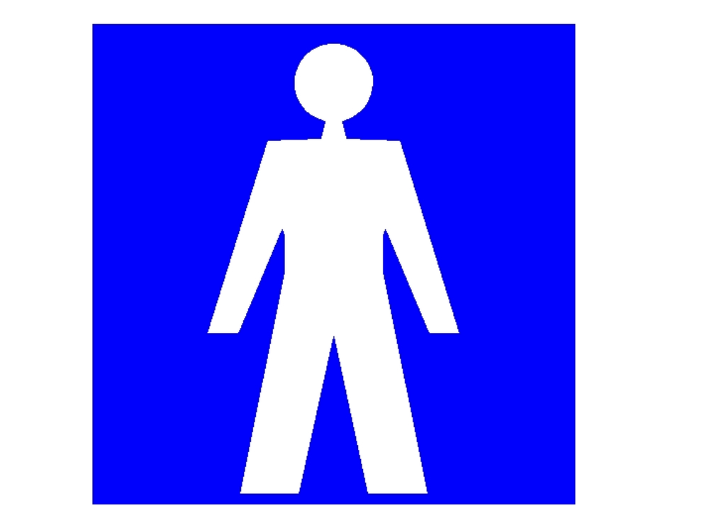 Signalisierung des Mannes zur Toilette.