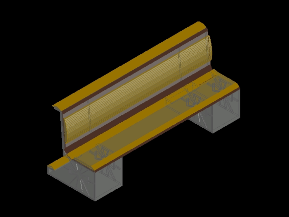 Concrete and wood bench in 3d.