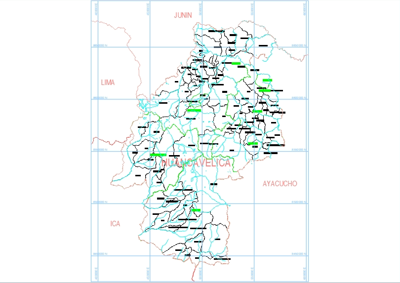 Topografische Karte der Stadt Cajamarva