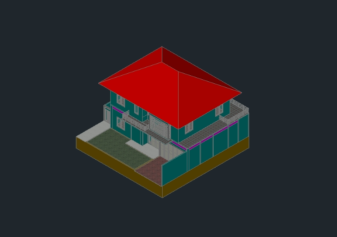 3D zweistöckiges Haus