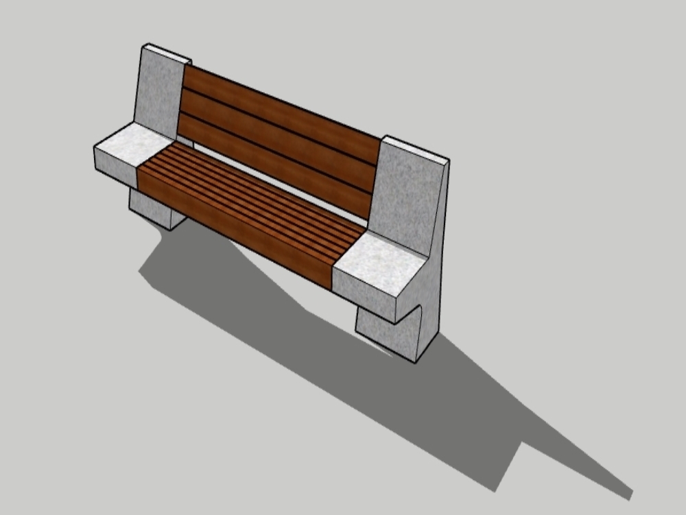 Concrete and wood bench