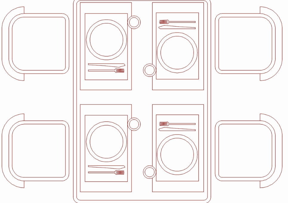 Mesas de jantar e de lanches rápidos para pequenos espaços., - Detalhes do  Bloco DWG