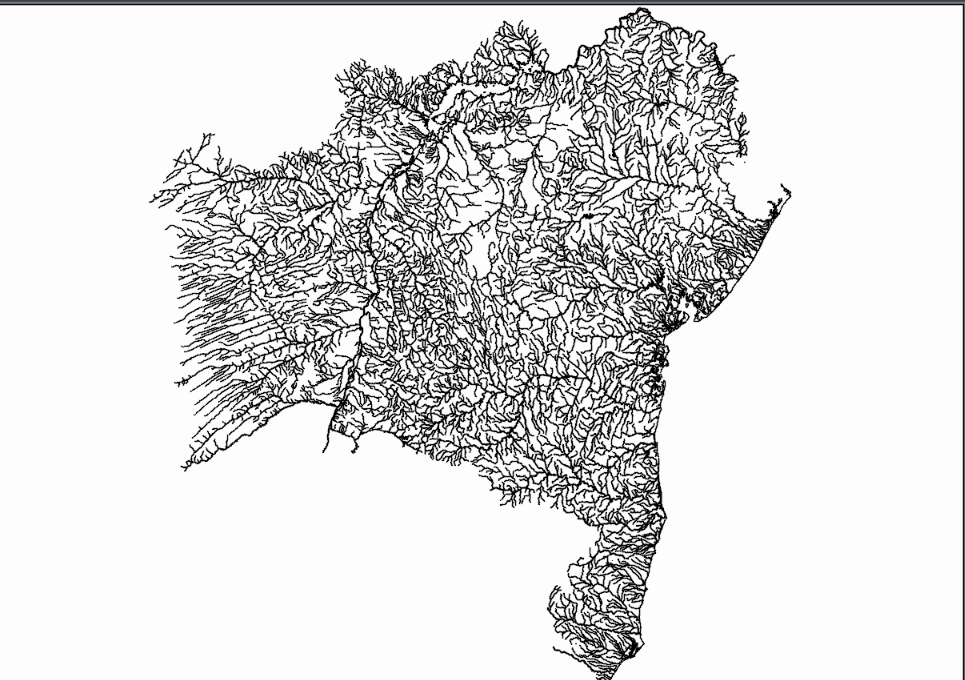 Hydrographic map with rivers of Bahia