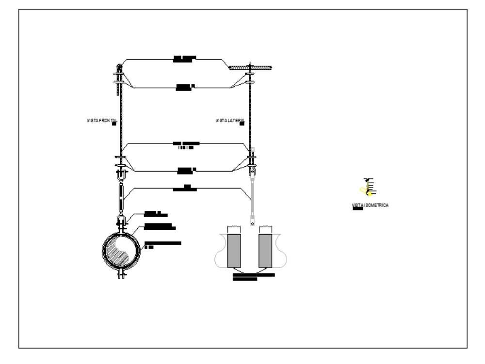 Detalhe de construção dos tubos suspensos por cabos - gás