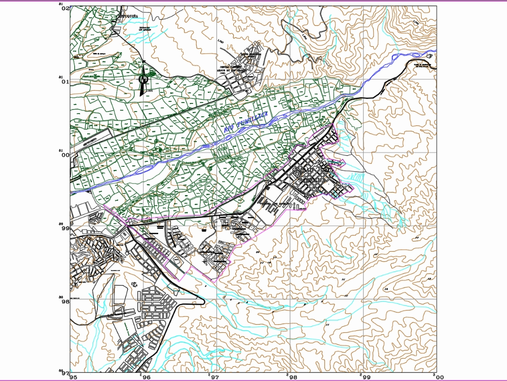 Mapa perimetral da cidade de Moquegua