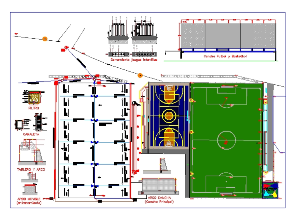 Soccer field and multiple court