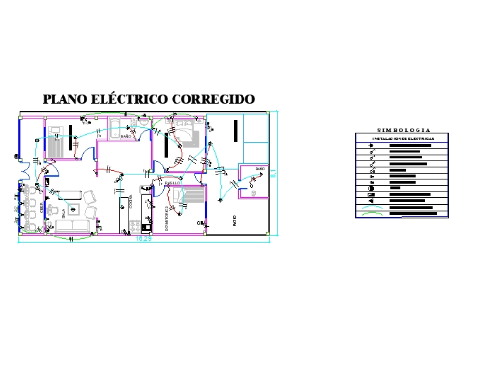 Simple electrical plan of a house