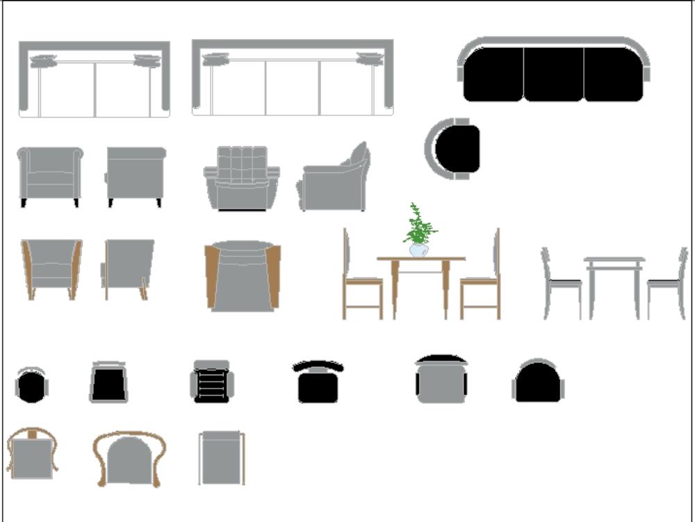 Muebles rayados (sofá, sillón y mesa).