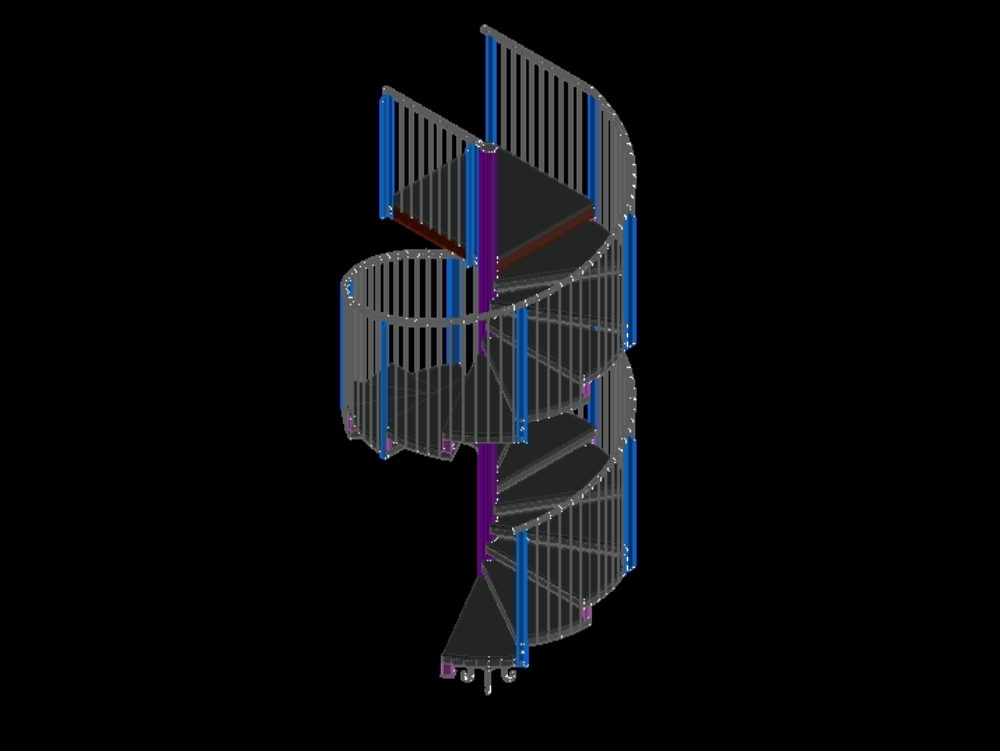 Escada em espiral de aço 3d.