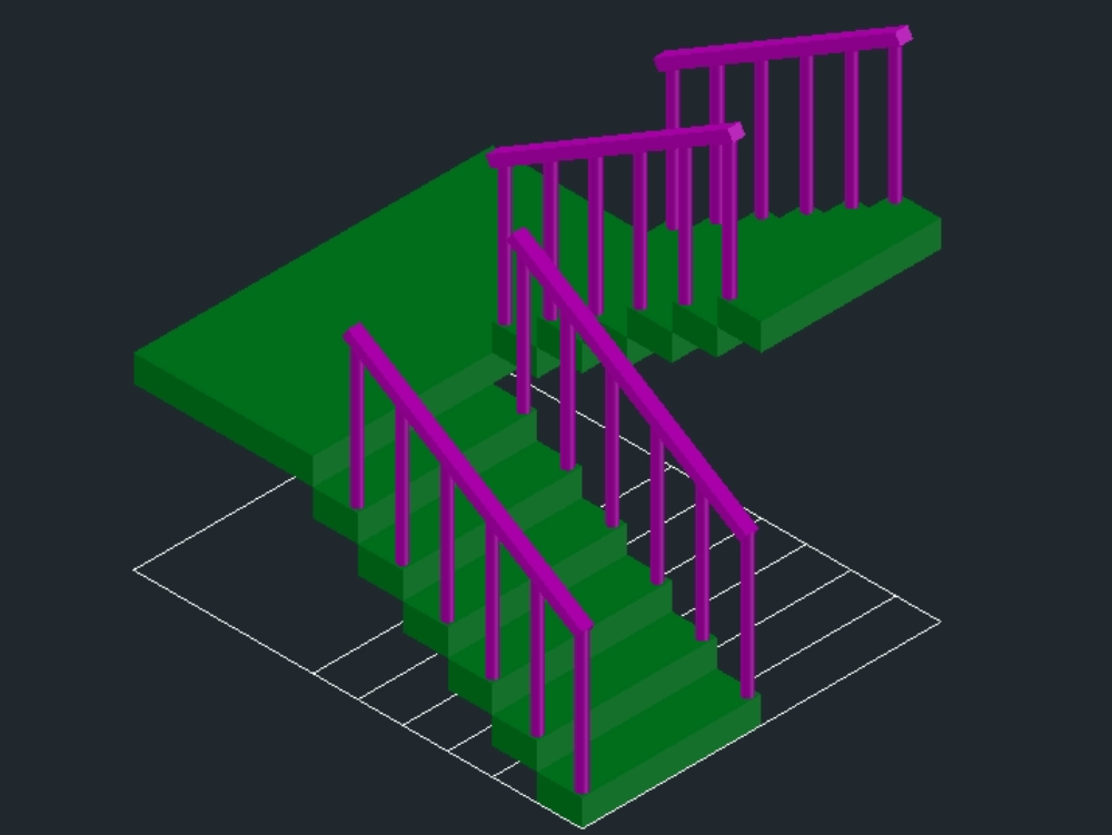 U-shaped staircase 3d