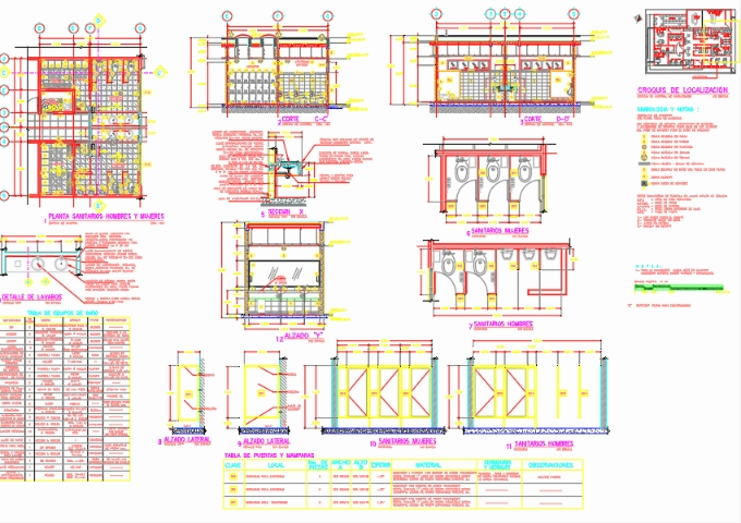 Construction plan of bathrooms