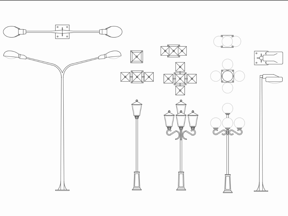 Outdoor lighting poles; like roads and squares