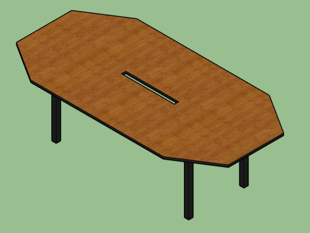 Meeting table for 8 people; with central slot for wiring
