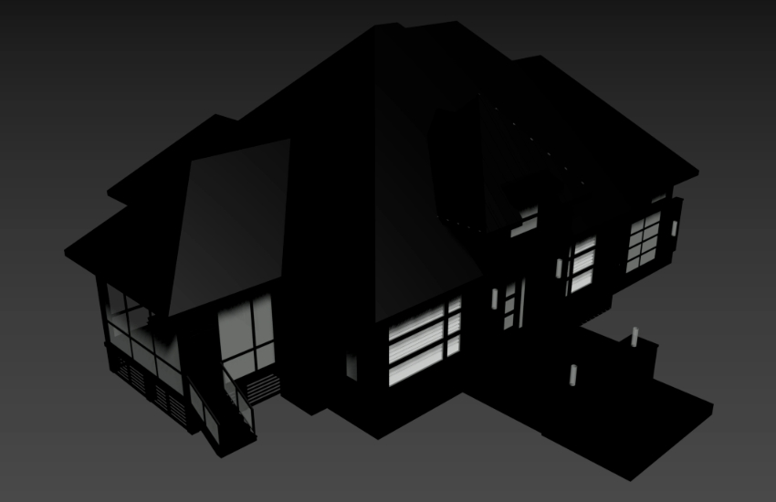 Modellierung und 3D-Ansicht eines Landhauses