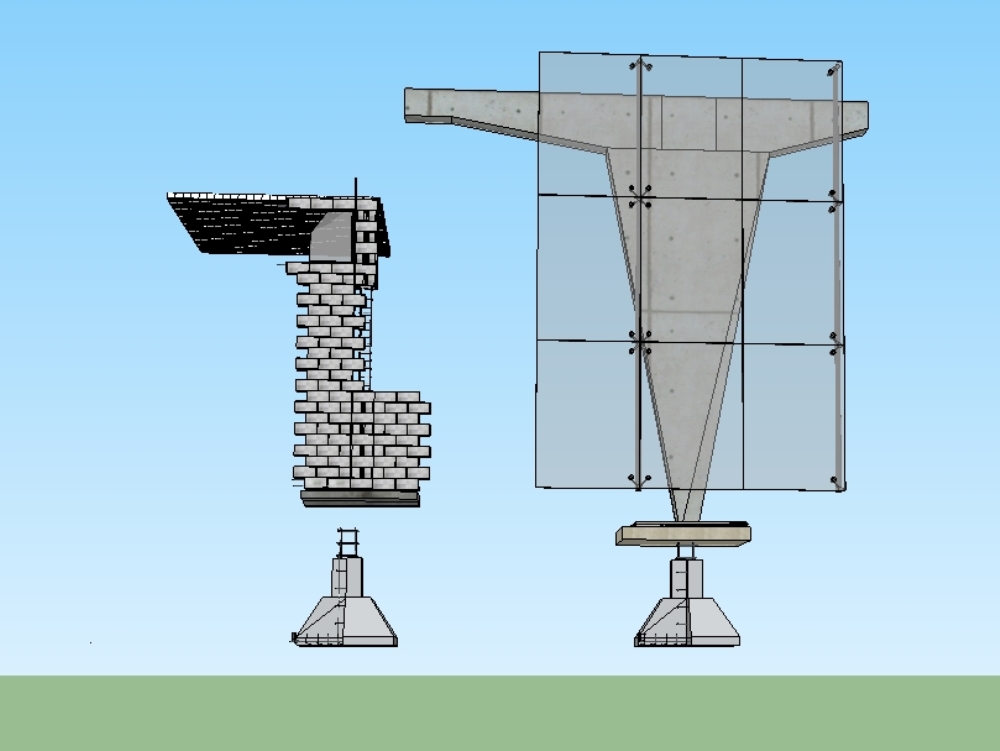 muro de concreto e coluna