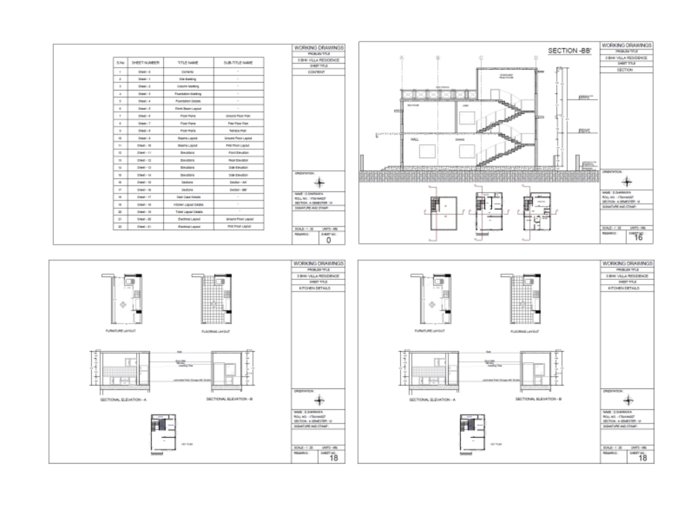 Working drawings villa details main in PDF CAD 5 16 MB 