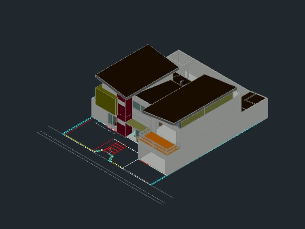 Zweistöckiges Einfamilienhaus - 3D-Modell