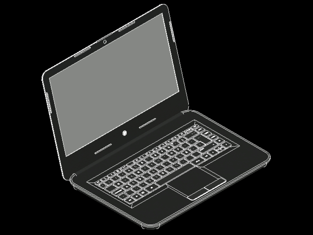 Laptop HP Core Intel i3 Farbe Negro en 3d