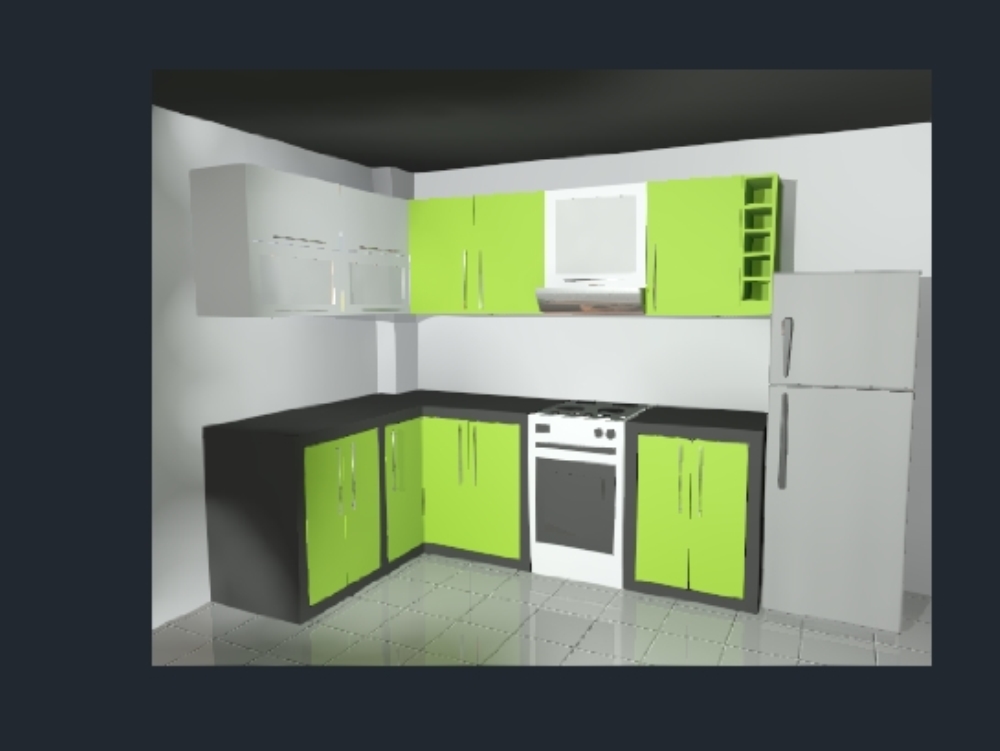 Küche in 3D.