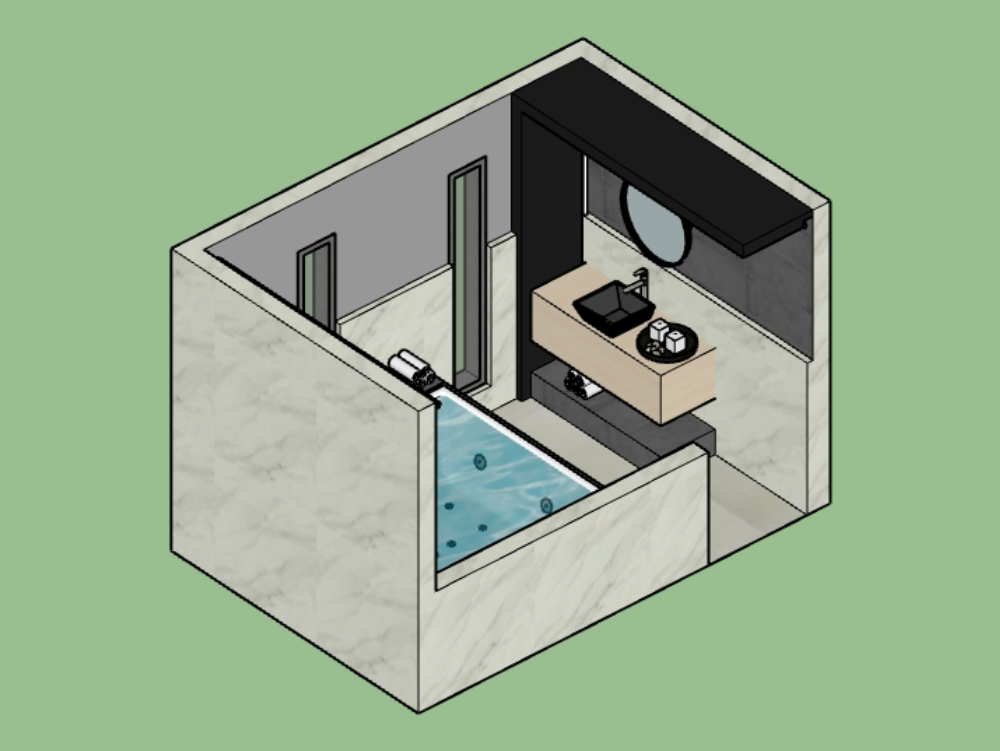 Bathtub with modern vanity