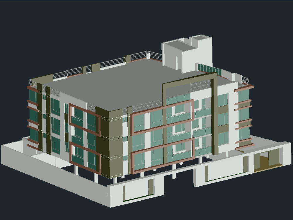 Modelo exterior de prédio de apartamentos