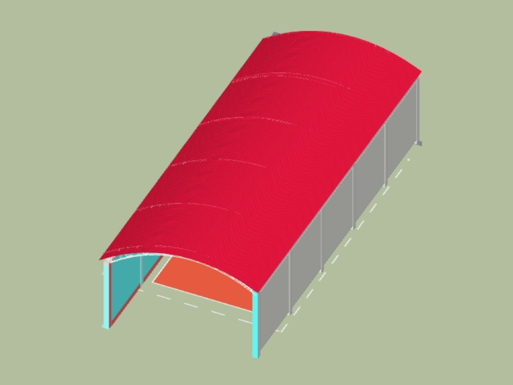 modelagem 3d; quadra de vôlei com cobertura