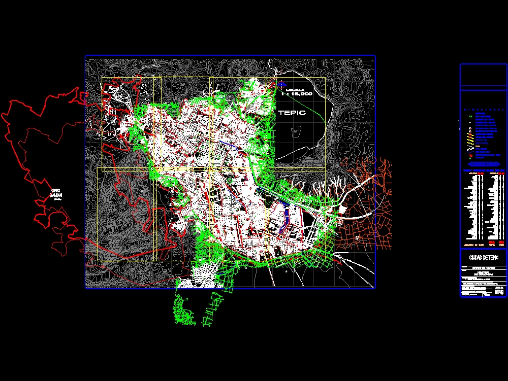 Mapa da cidade de Tepic; Nayarit