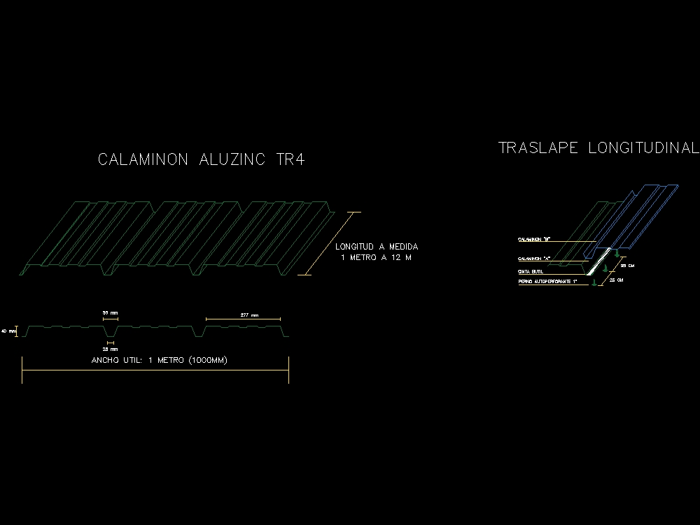 Detalhe de aço aluzinc Calaminon tr4